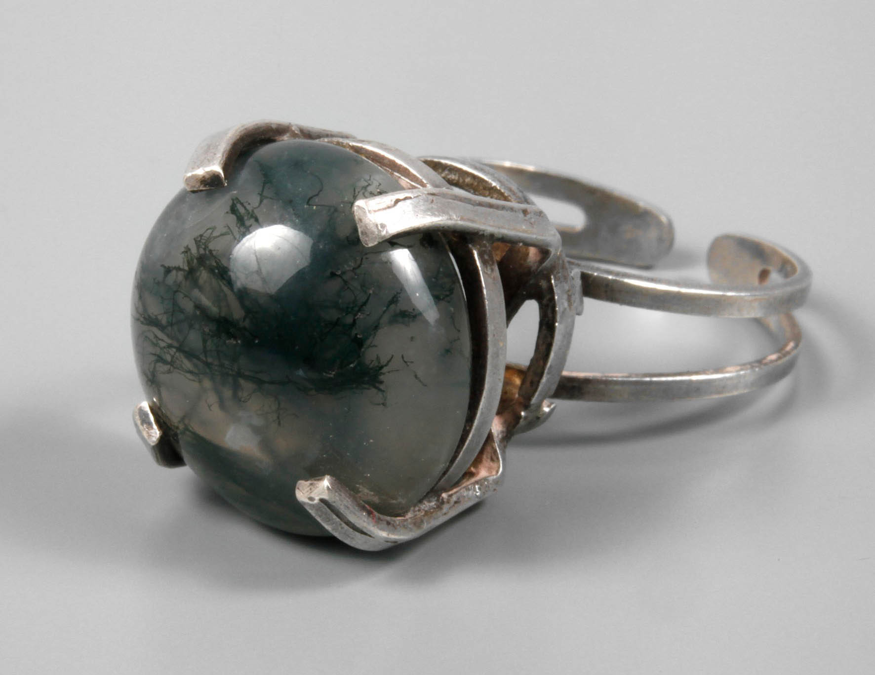 Designerring mit Moosachat