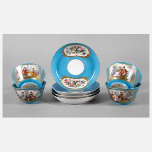 Sevres vier Tassen mit Untertassen