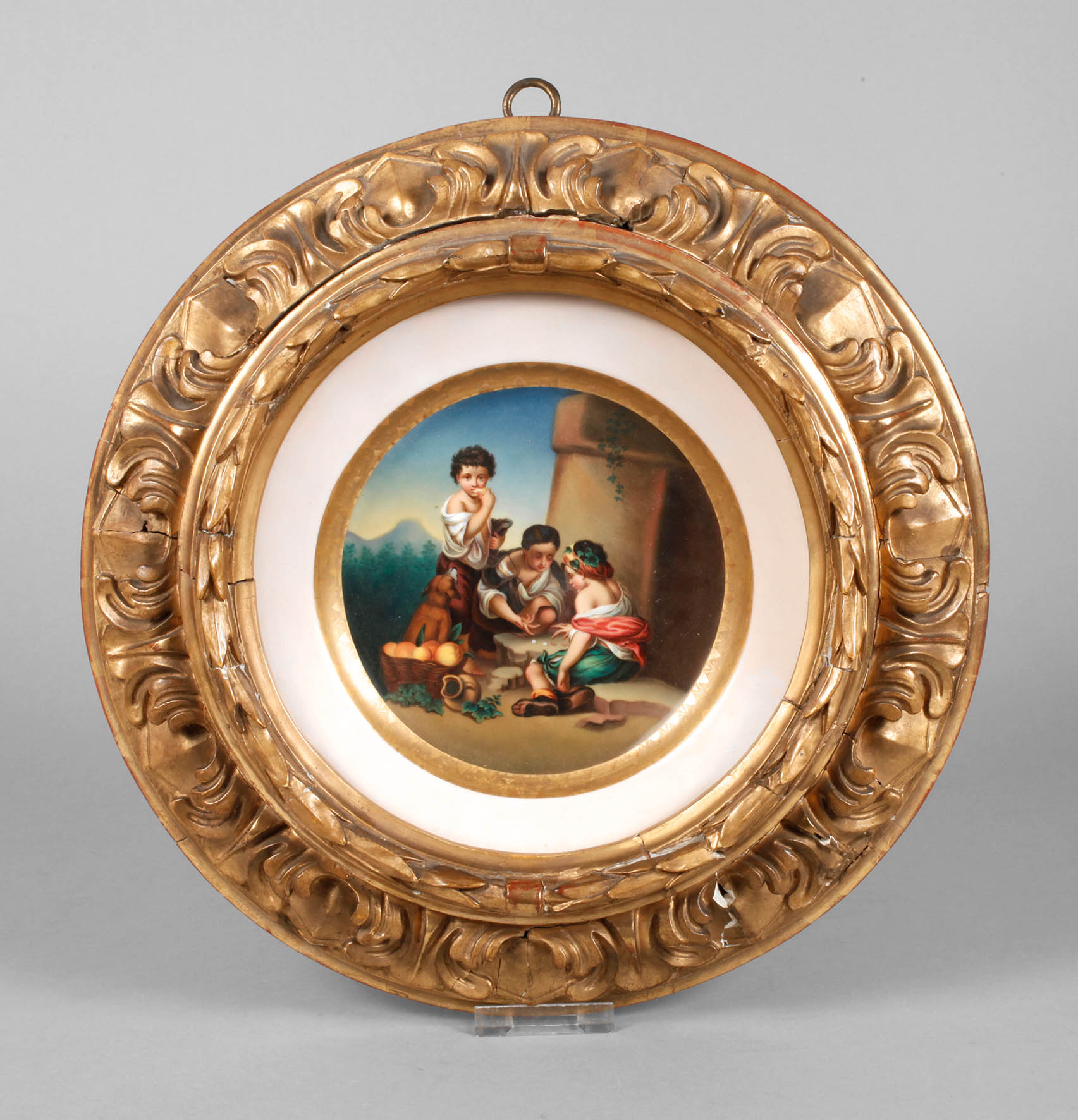 Wandbildplatte ”Bettelbuben beim Würfelspiel”