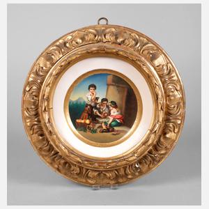 Wandbildplatte ”Bettelbuben beim Würfelspiel”