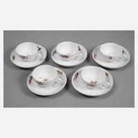 Meissen fünf Tassen mit Untertassen111