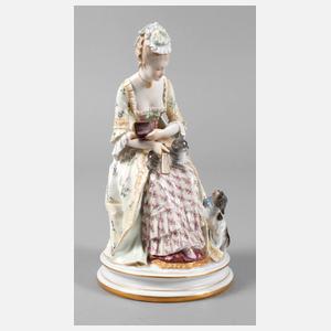 Meissen Dame mit Hündchen und Katze