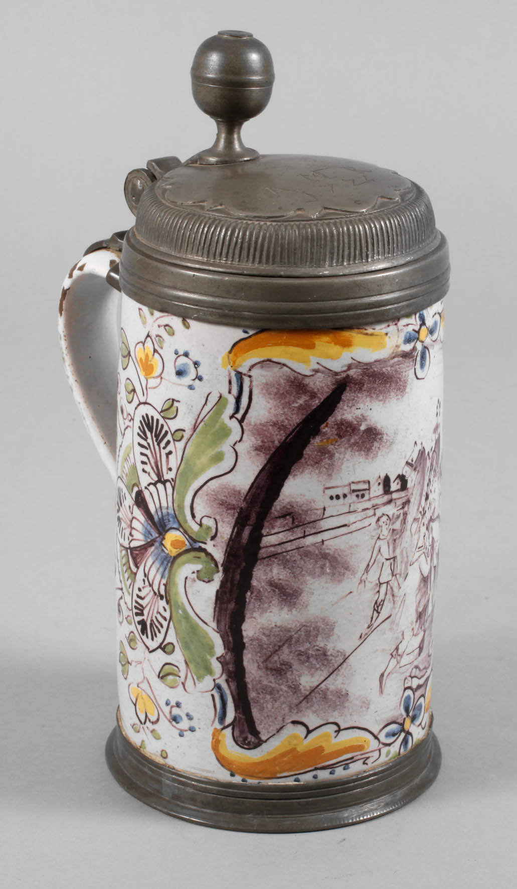 Nürnberger Fayence-Walzenkrug
