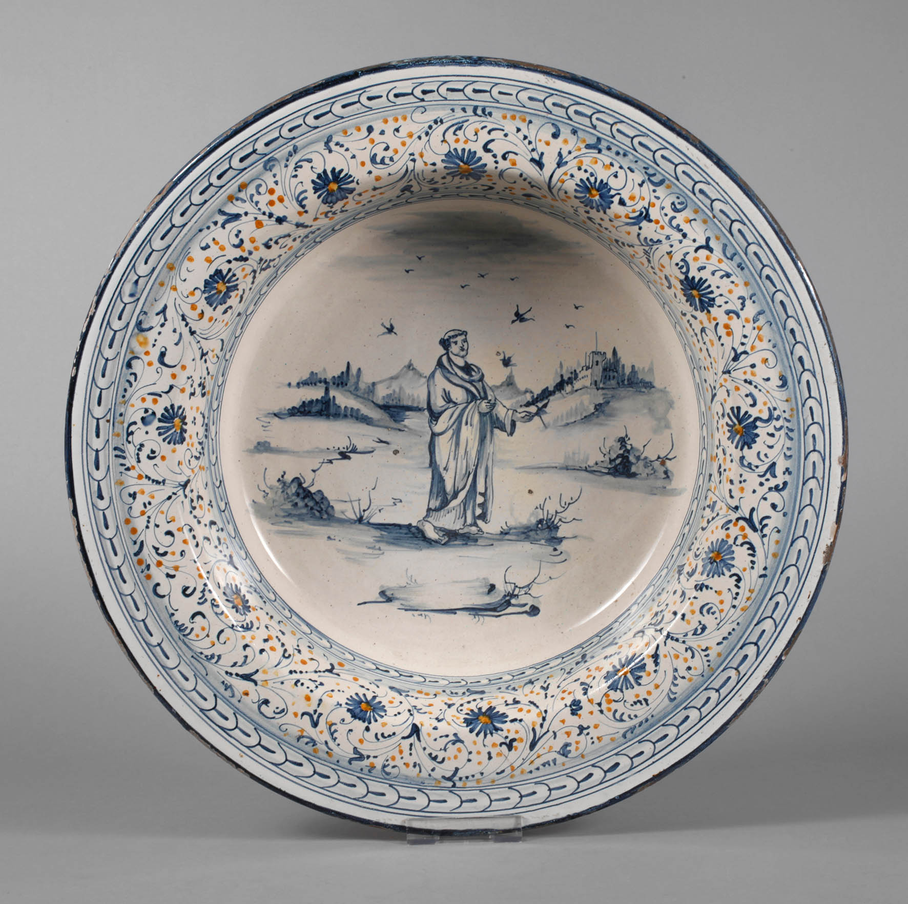 Große tiefe Majolikaschüssel