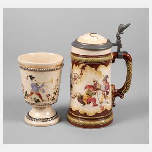 Krug und Becher mit Zwergenmotiven