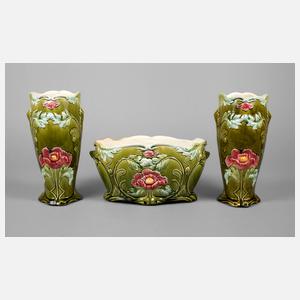 Kamingarnitur mit Mohnblüten