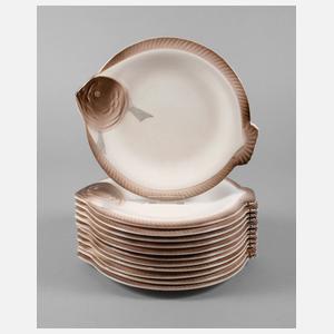 Longwy zwölf Fischteller