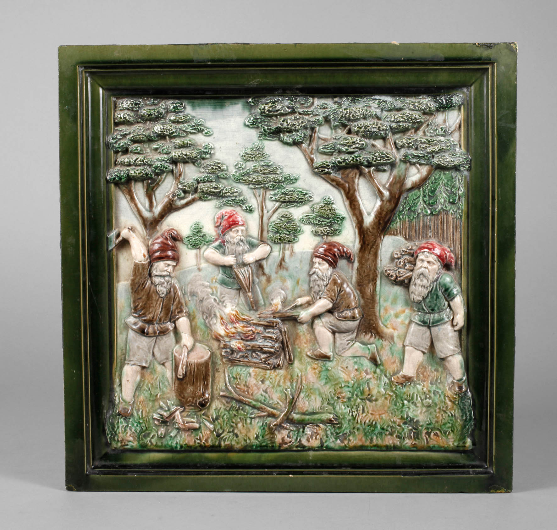 Große Ofenkachel Zwergenmotiv