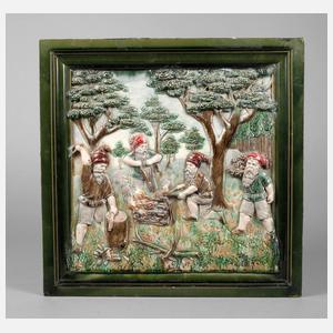 Große Ofenkachel Zwergenmotiv