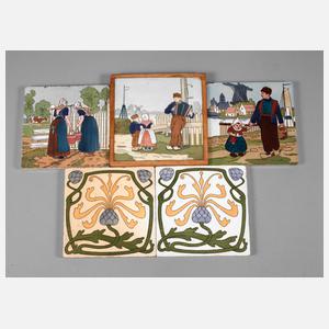 Villeroy & Boch fünf Jugendstilfliesen