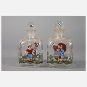 Zwei Flakons Emailmalerei