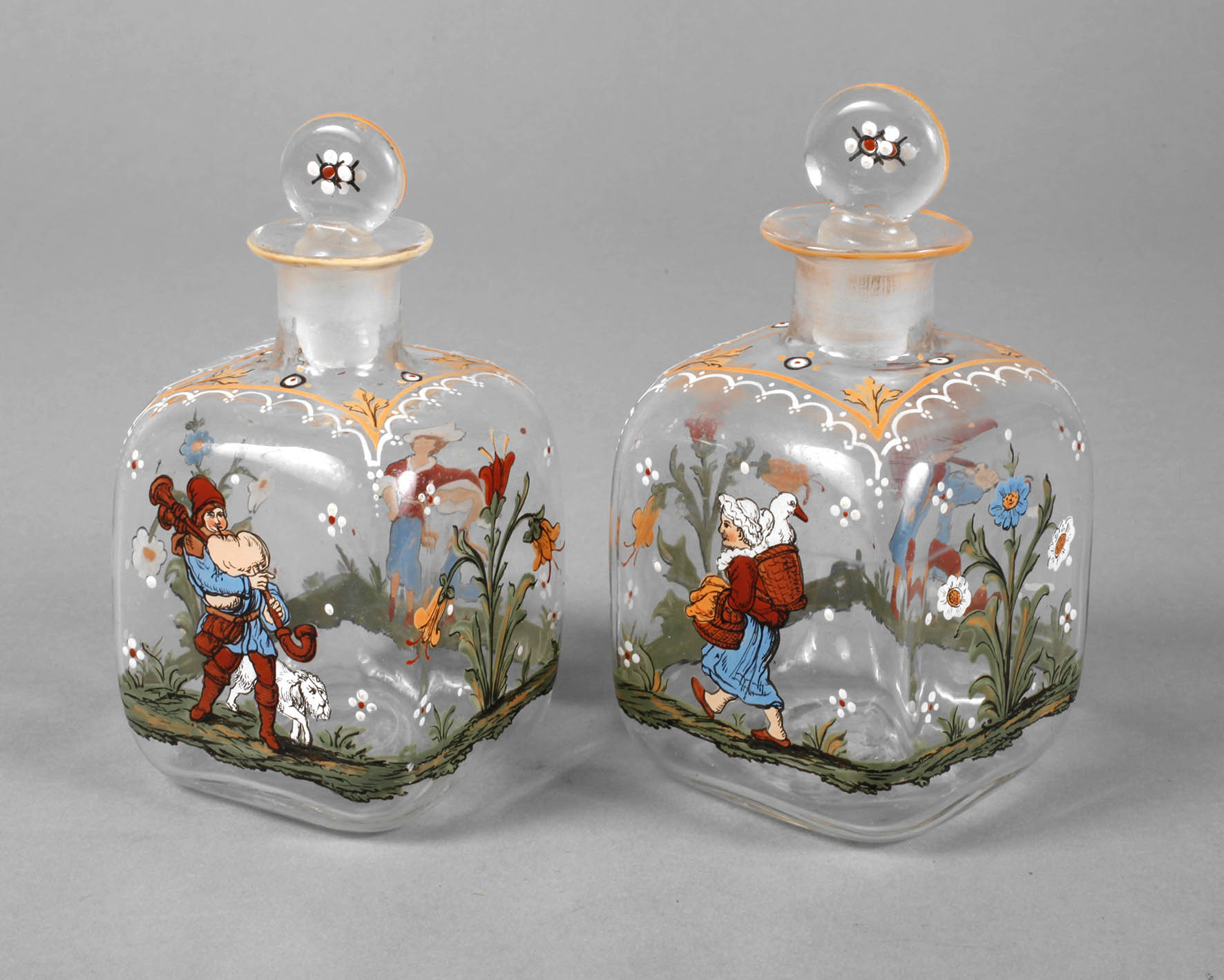 Zwei Flakons Emailmalerei