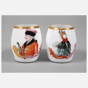 Paar Milchglas Schnapsbecher