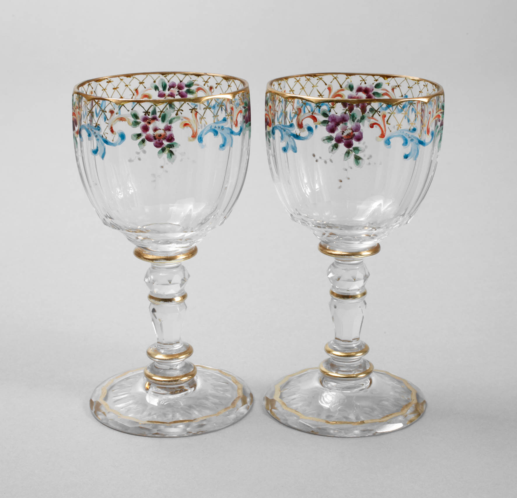 Paar Schnapsgläser Emailmalerei