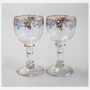 Paar Schnapsgläser Emailmalerei
