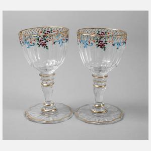 Paar Weingläser Emailmalerei