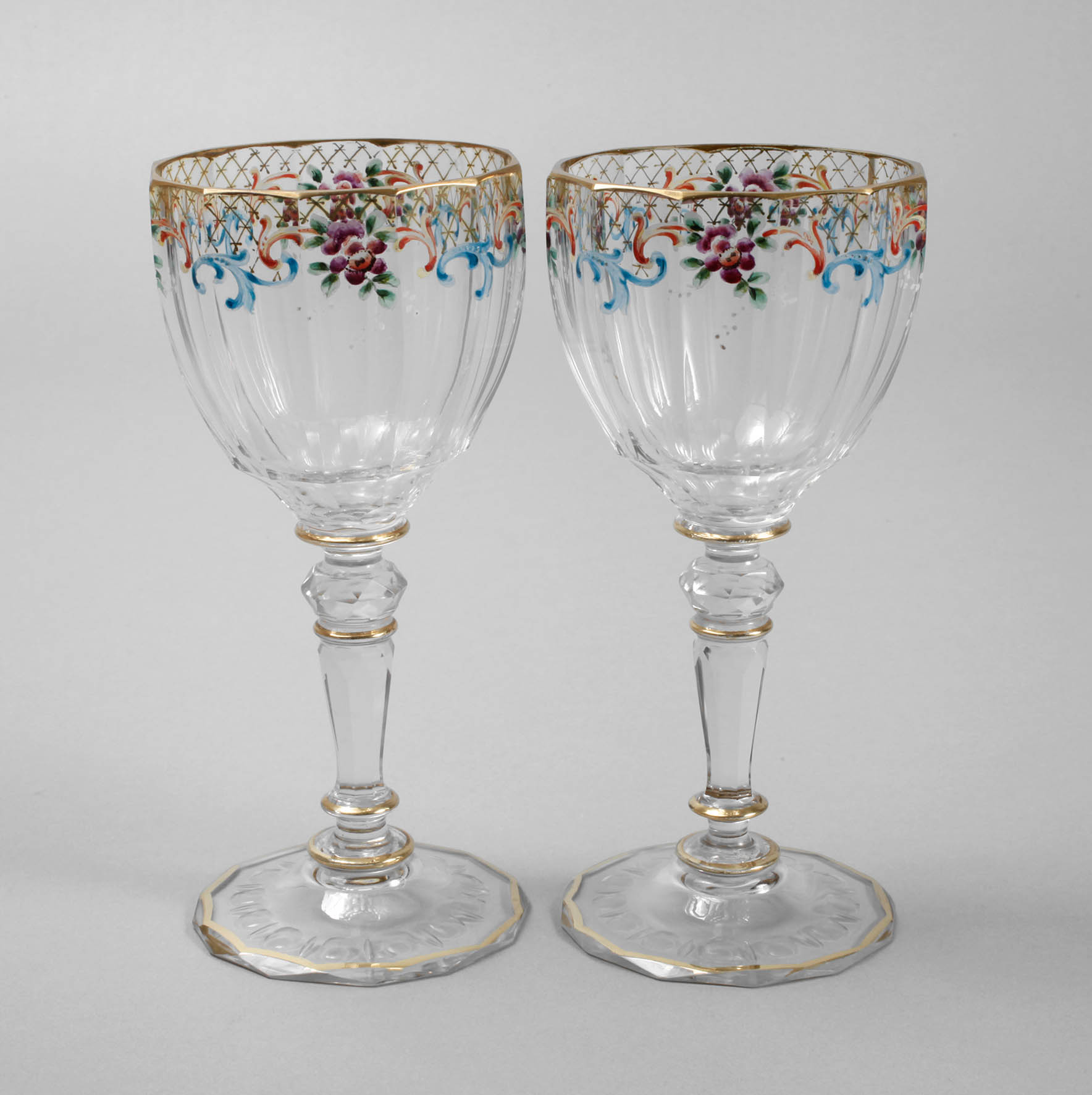 Paar Weingläser Emailmalerei