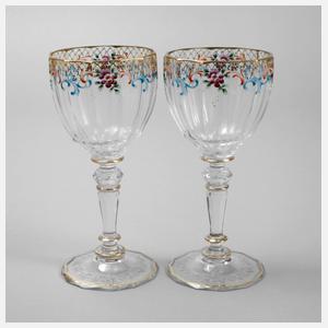 Paar Weingläser Emailmalerei