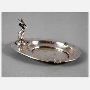 Silber kleine Aschenschale mit Vogel