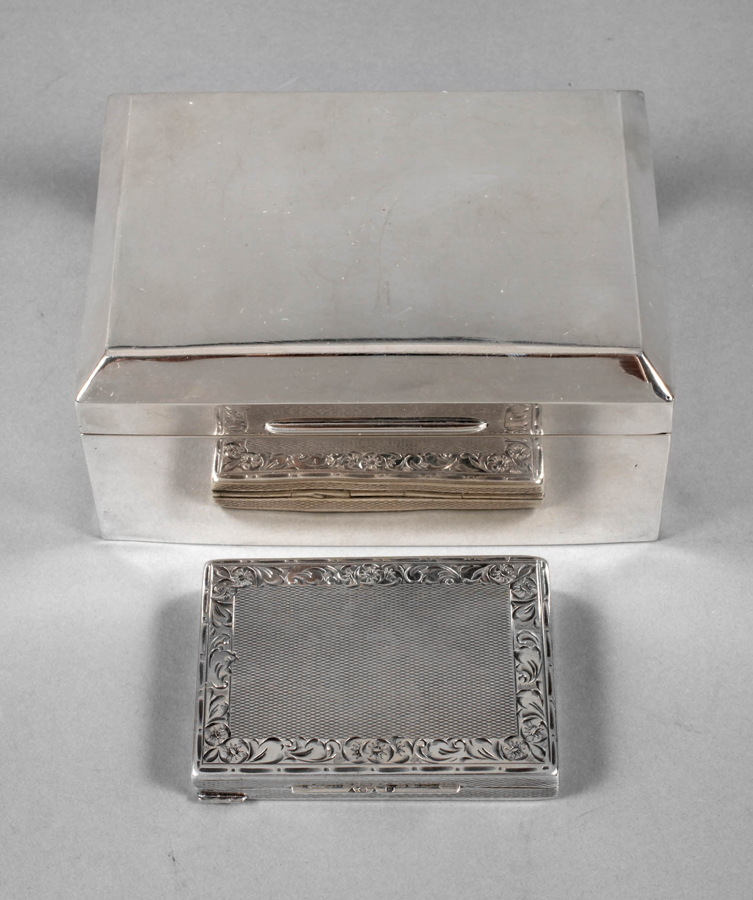 Silber Zigarrendose und Visitenkartenetui