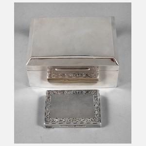 Silber Zigarrendose und Visitenkartenetui