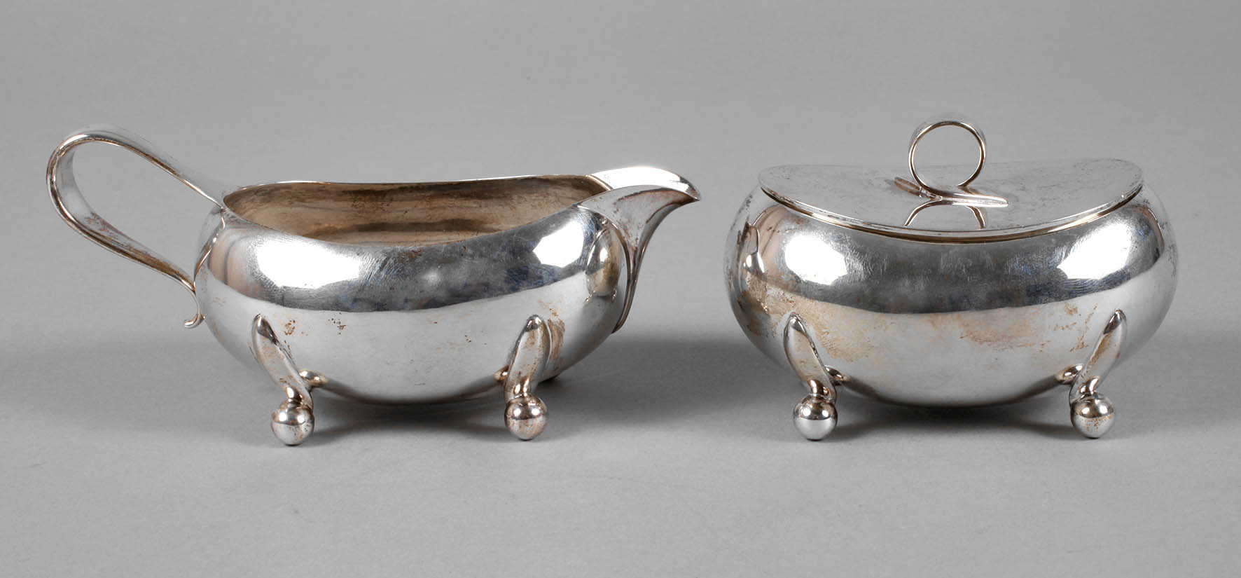 Silber Zucker-/Sahneset