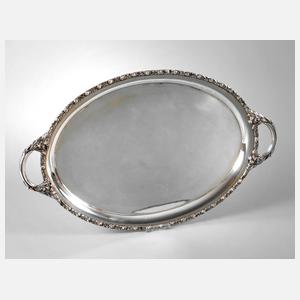 Großes Silbertablett mit Rosenbordüre