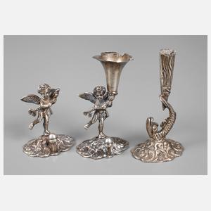 Silber zwei Engel und ein Fisch