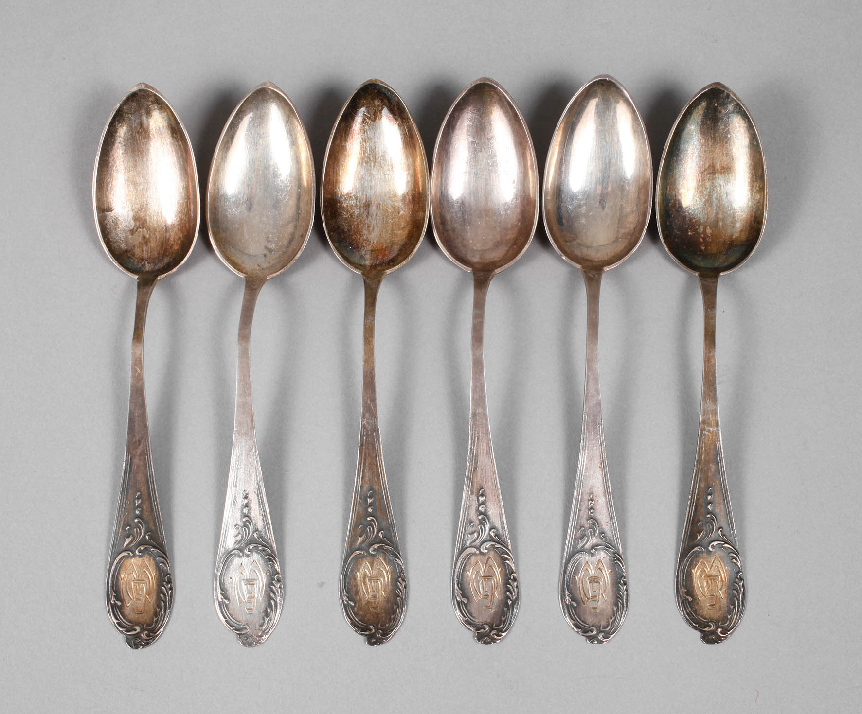 Sechs Teelöffel Silber