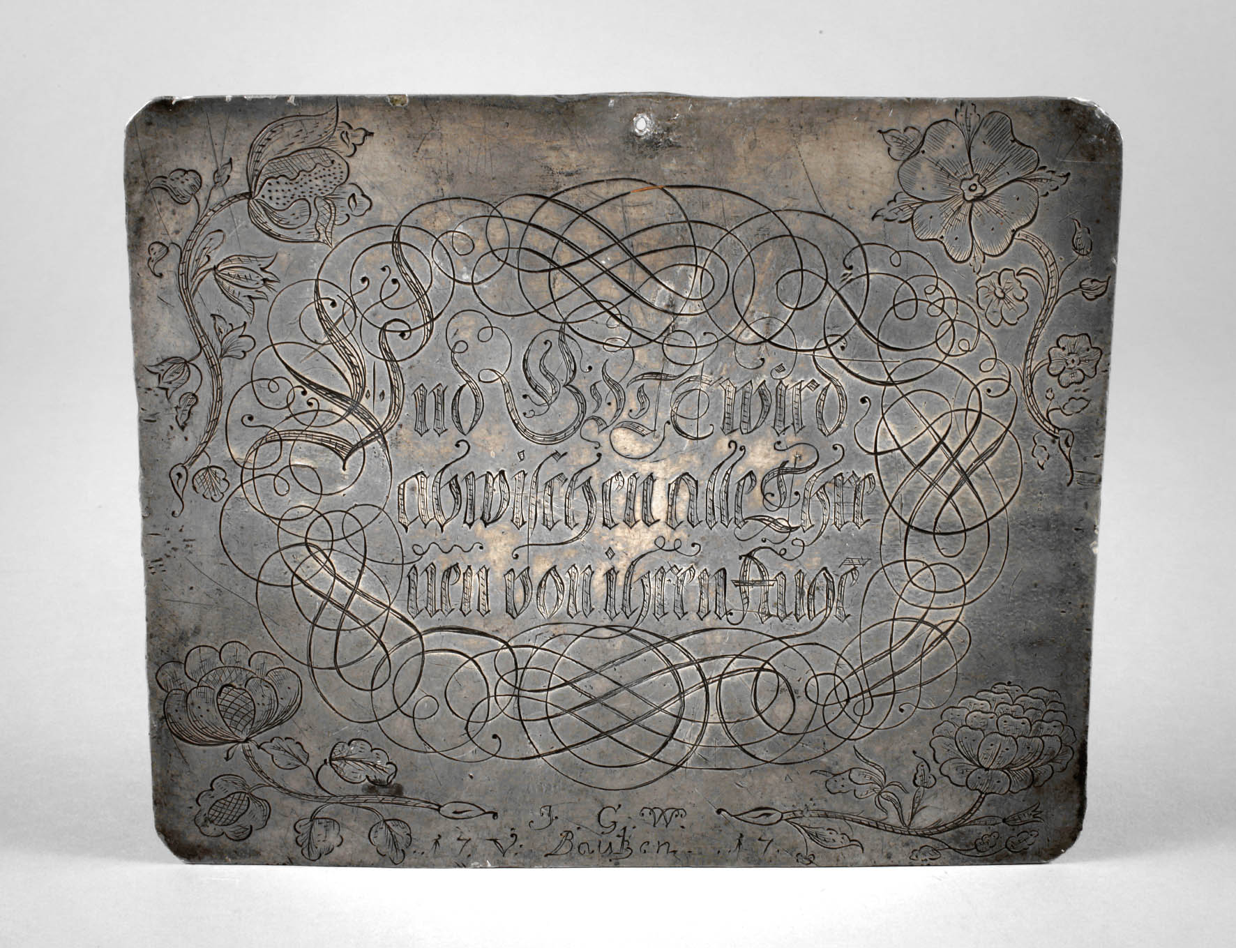 Gravierte Zinnplatte Bautzen