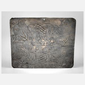 Gravierte Zinnplatte Bautzen