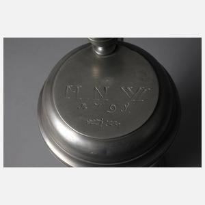 Großer sächsischer Zinnwalzenkrug 1795