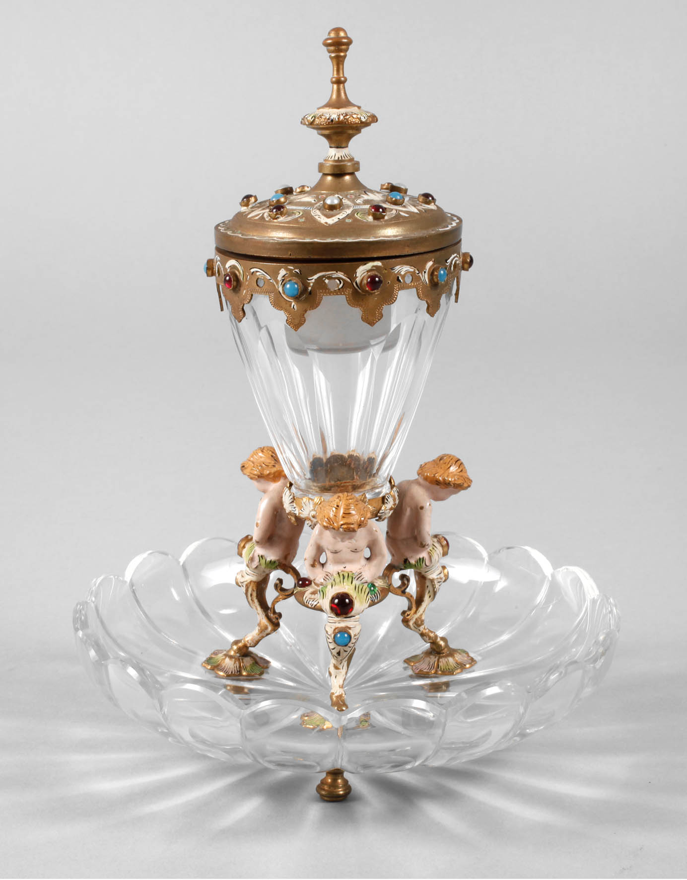 Wiener Bronze Tintenfass mit Faunen