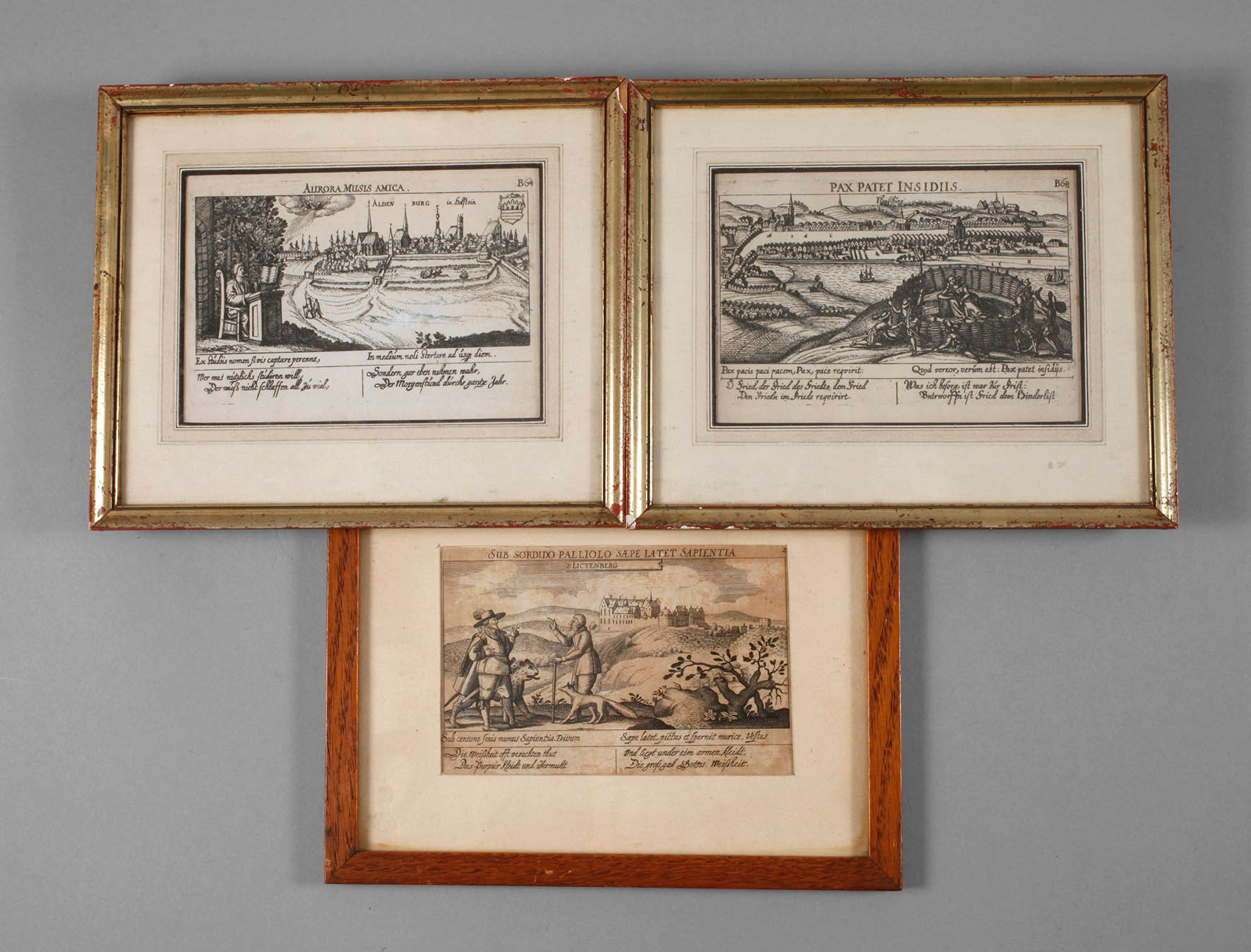 Daniel Meisner, drei Spruchbilder mit Stadtansichten Norddeutschland