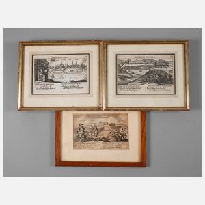 Daniel Meisner, drei Spruchbilder mit Stadtansichten Norddeutschland