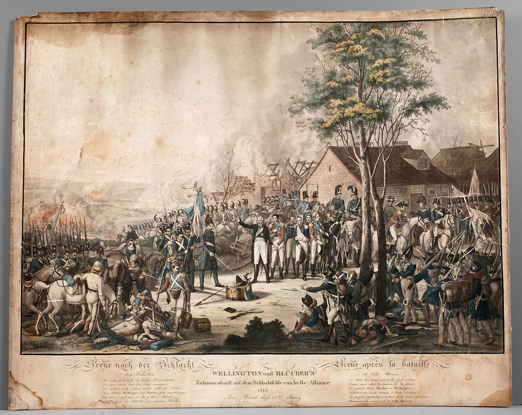Johann Lorenz Rugendas d. J. ”Wellingtons und Bl?chers Zusammenkunft auf dem Schlachtfelde von belle Alliance 1815”