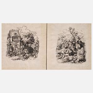 nach Ludwig Richter, Paar Genreszenen