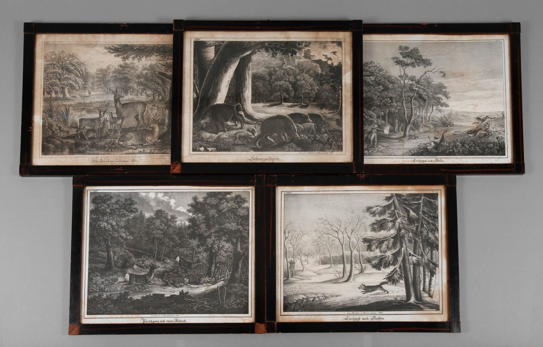 Karl Dietrich Pirscher, F?nf Jagd- und Wildtierdarstellungen