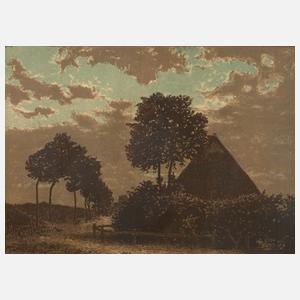 Georg L?hrig, attr., Kate in Abendlandschaft