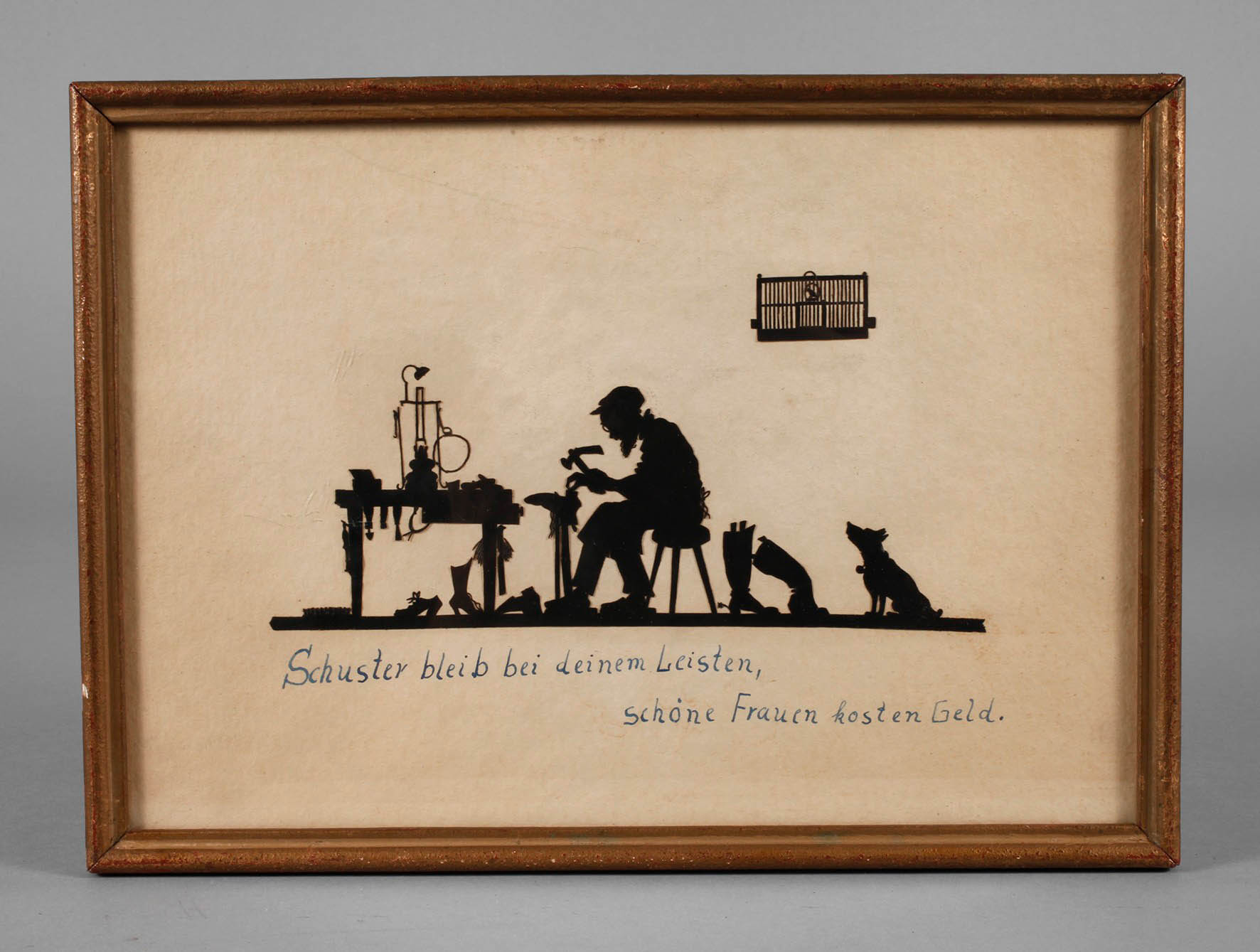 Scherenschnitt ”Schuster bleib bei deinen Leisten ...”