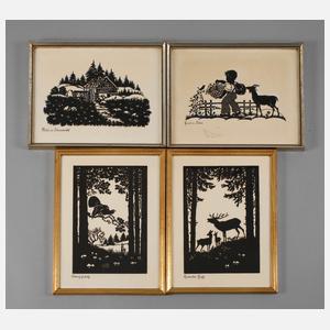 Vier Scherrenschnitte