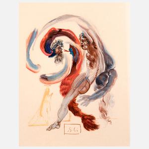 3v- Dali, Salvador, nach, aus ”G?ttliche Kom?die”, Farbxylografie,Passepartout