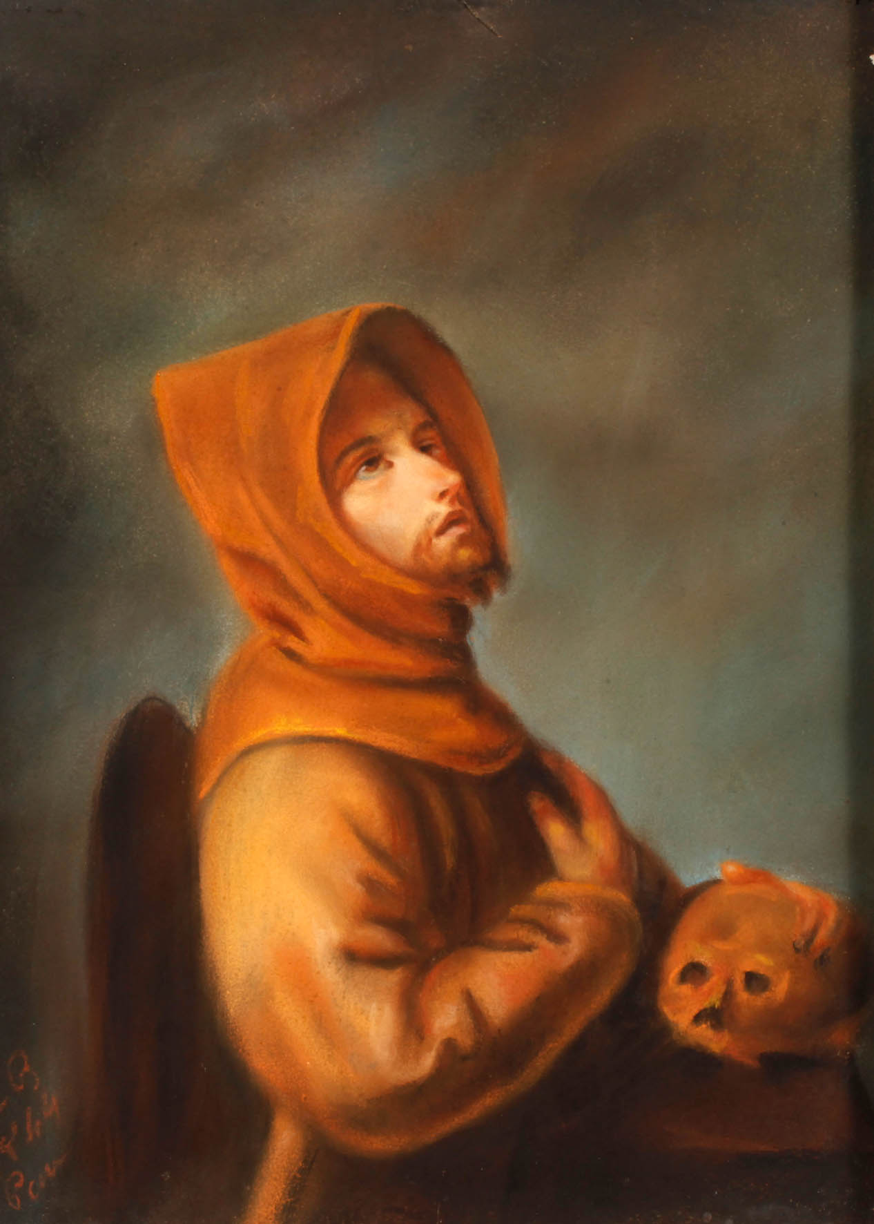 Andächtiger Mönch mit Totenkopf