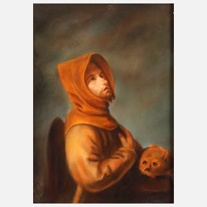 Andächtiger Mönch mit Totenkopf