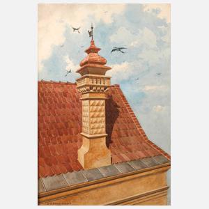 Koloman Moser, Dachlandschaft mit Türmchen