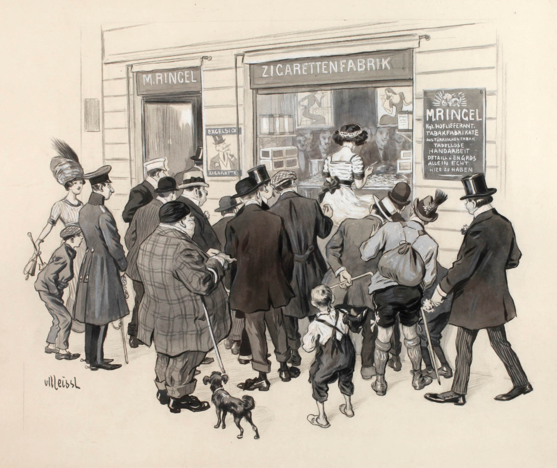 August von Meissl, Ansturm auf ein Zigarettengeschäft