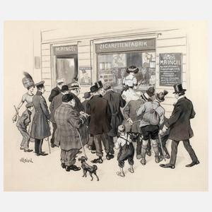 August von Meissl, Ansturm auf ein Zigarettengeschäft