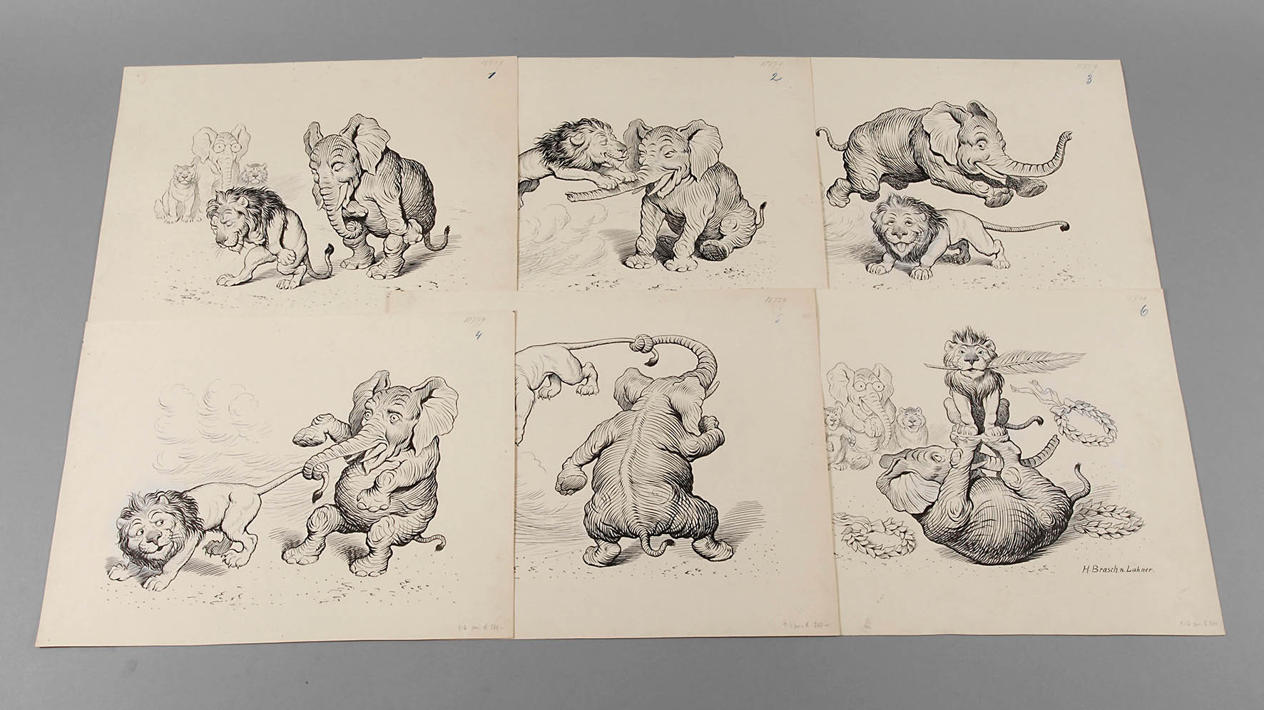 Hans Brasch, Konvolut Illustrationszeichnungen für Meggendorfer Blätter