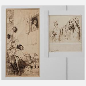 Adolf Oberländer, Paar Illustrationszeichnungen