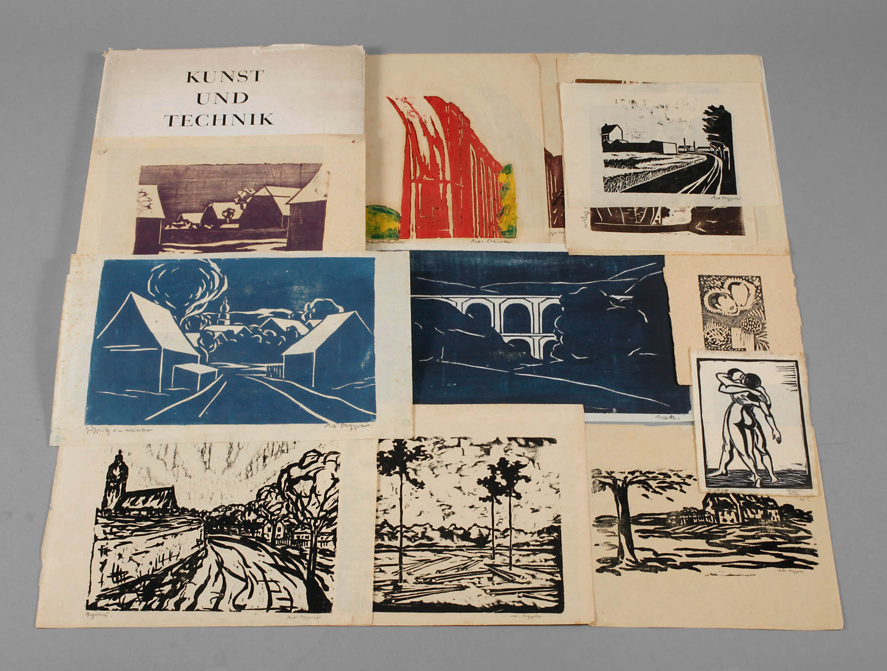 Konvolut Linolschnitte mit vogtländischen Motiven